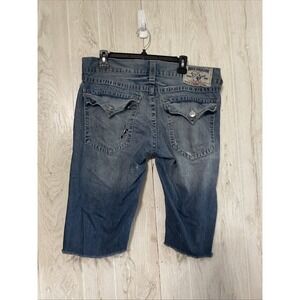 New True Religion Men Blue‎ Denim  Cut Off  Shorts 36
